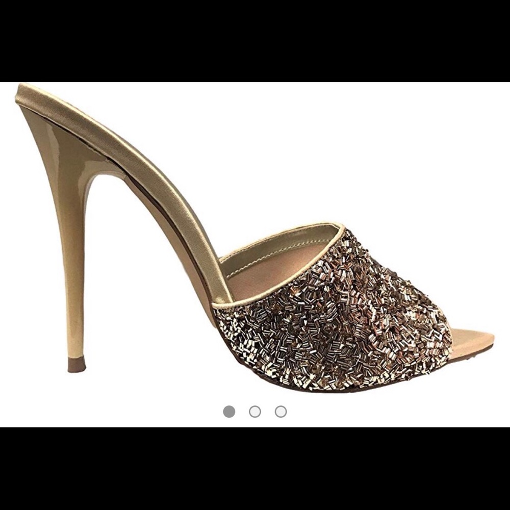 Women Open Toe High Heel Sandals Mules rhinestone